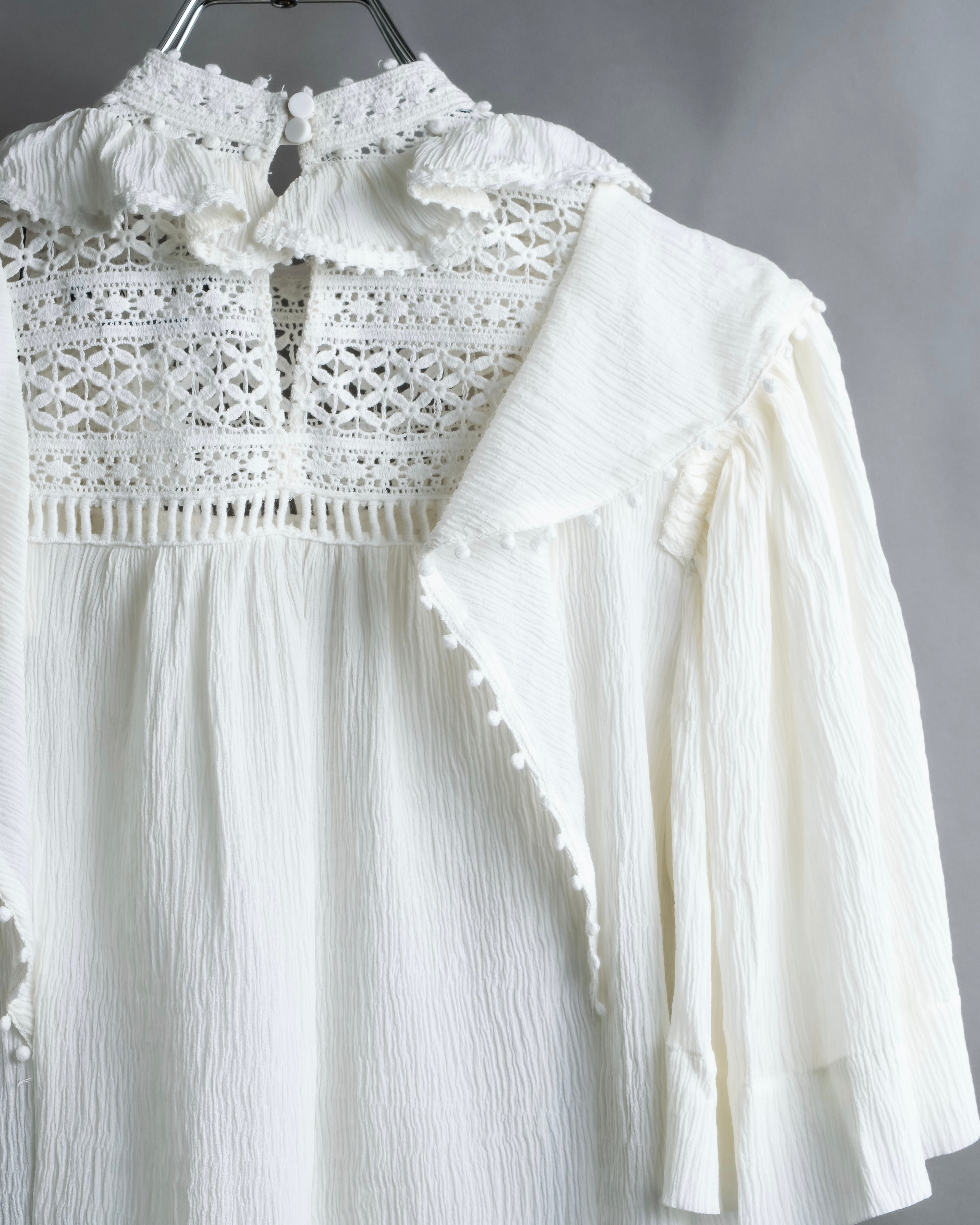 "ISABEL MARANT" Lace knit frill docking sheer blouse