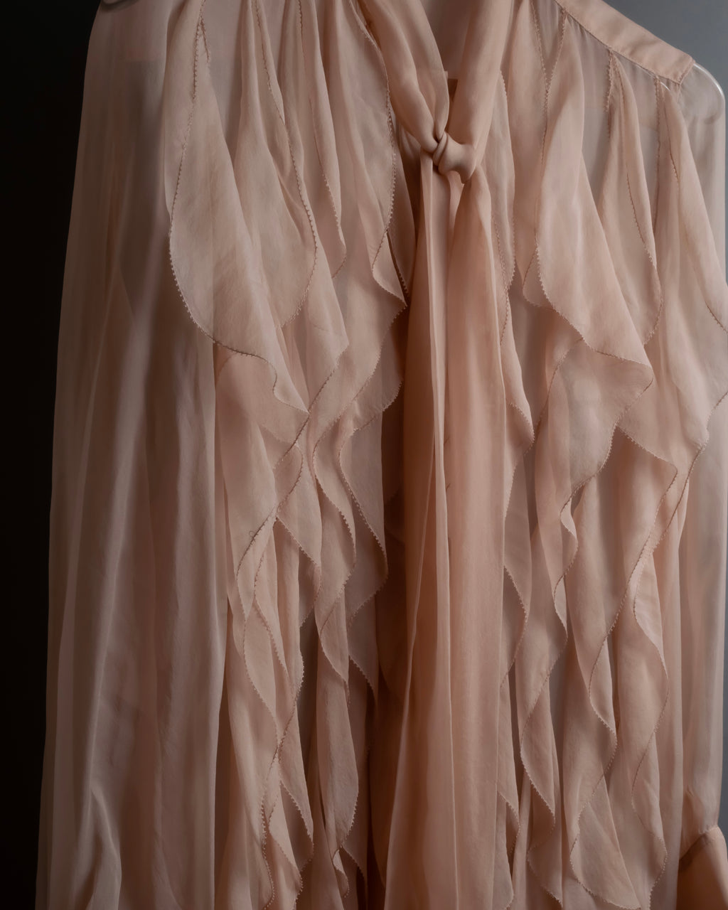 "VALENTINO" Ruffle detail sheer bowtie blouse