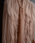 "VALENTINO" Ruffle detail sheer bowtie blouse