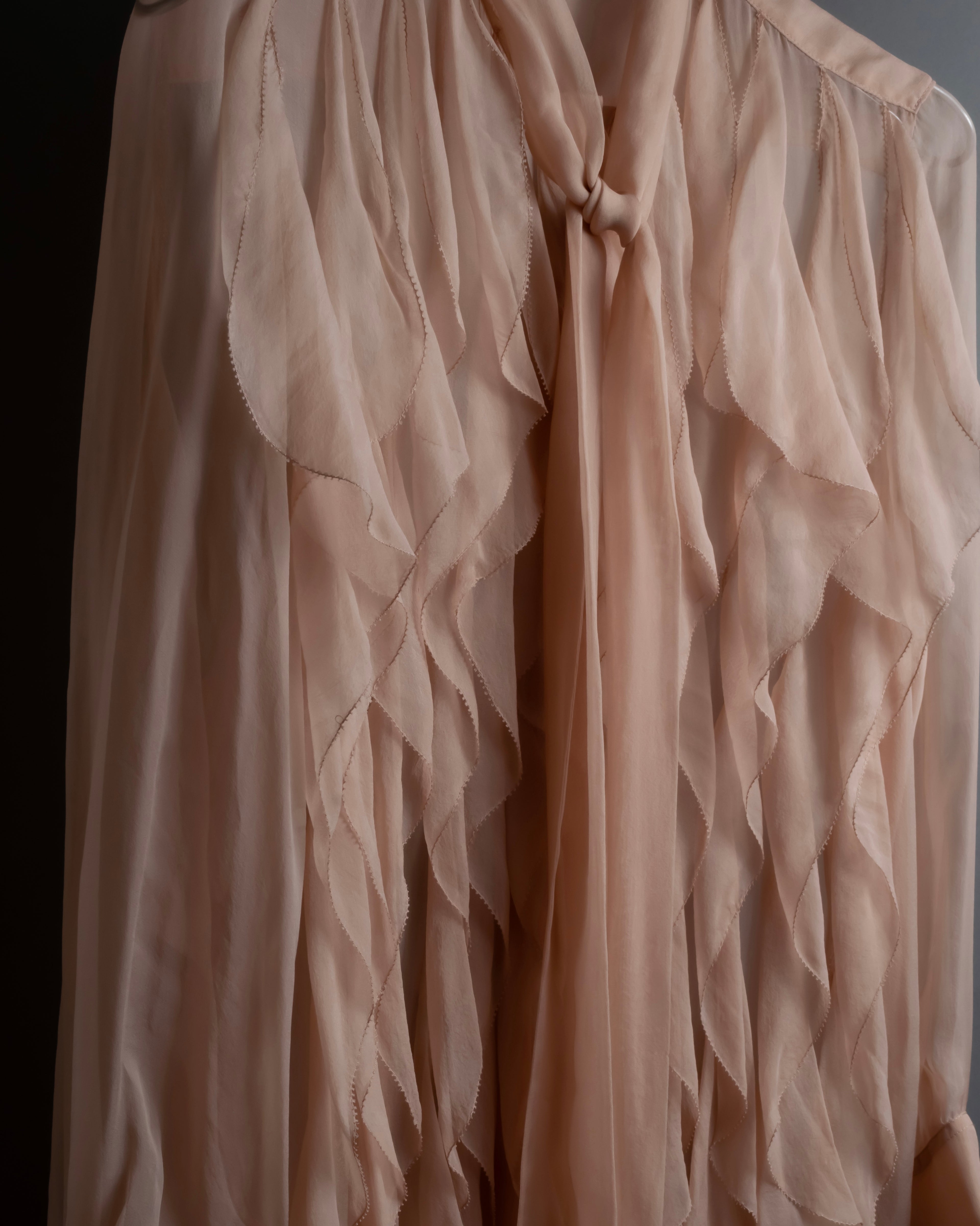 "VALENTINO" Ruffle detail sheer bowtie blouse