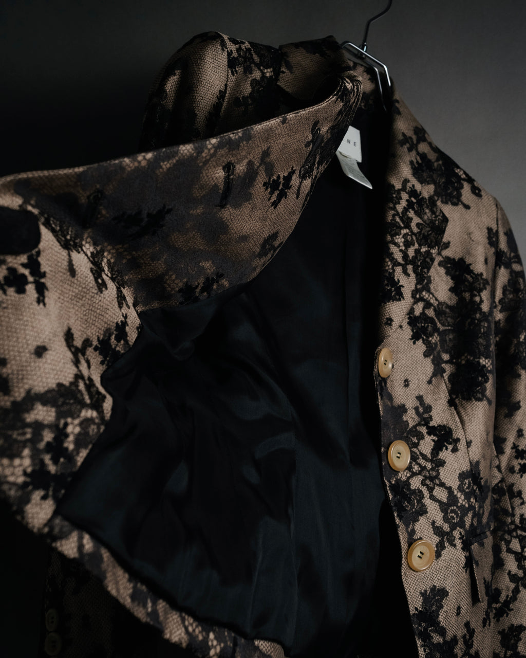 “CELINE” 00’s Lace overlay silk blend tailored jacket