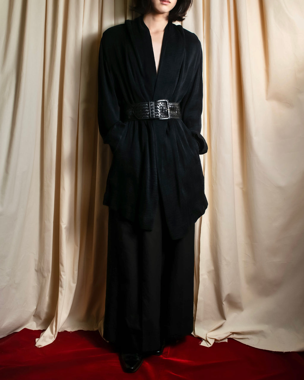 "BOTTEGA VENETA" Intrecciato style wide leather belt