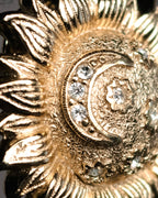 “Christian Dior” 80’s–Early 90’s Sun and moon motif rhinestone brooch