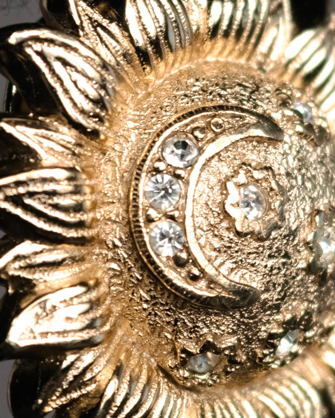 “Christian Dior” 80’s–Early 90’s Sun and moon motif rhinestone brooch
