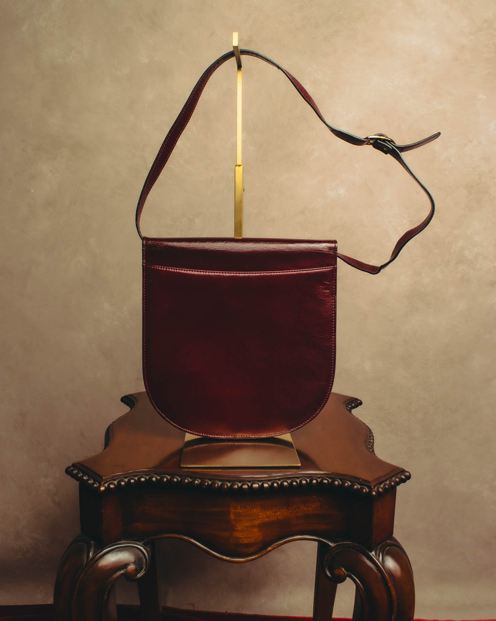 "Yves Saint Laurent" 80's-90's Burgundy embossed leather shoulder bag