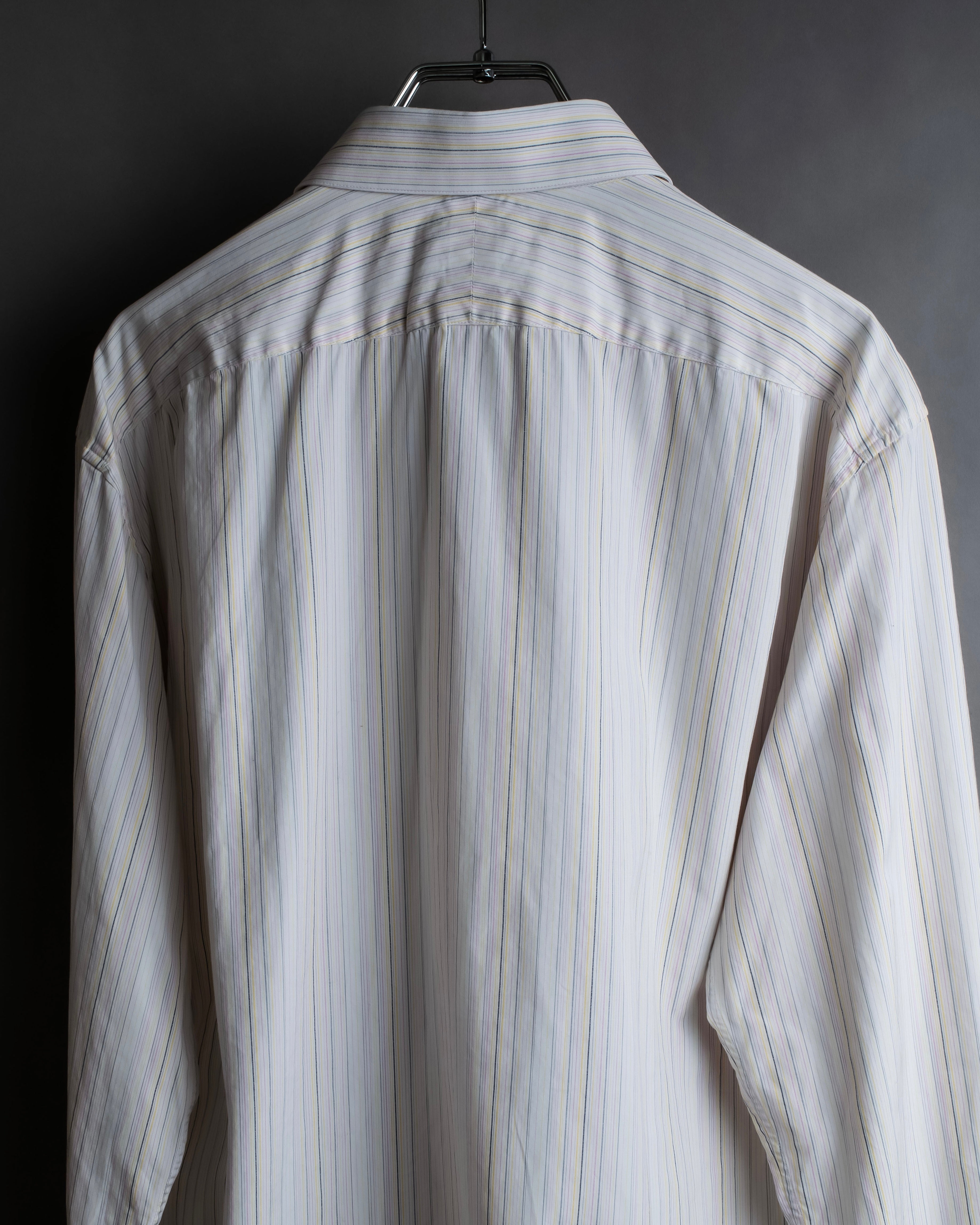 "HERMES" Multi-stripe pattern hand-sewn nuance cotton shirt
