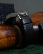 "PRADA" Logo engraved metal plate design leather bracelet