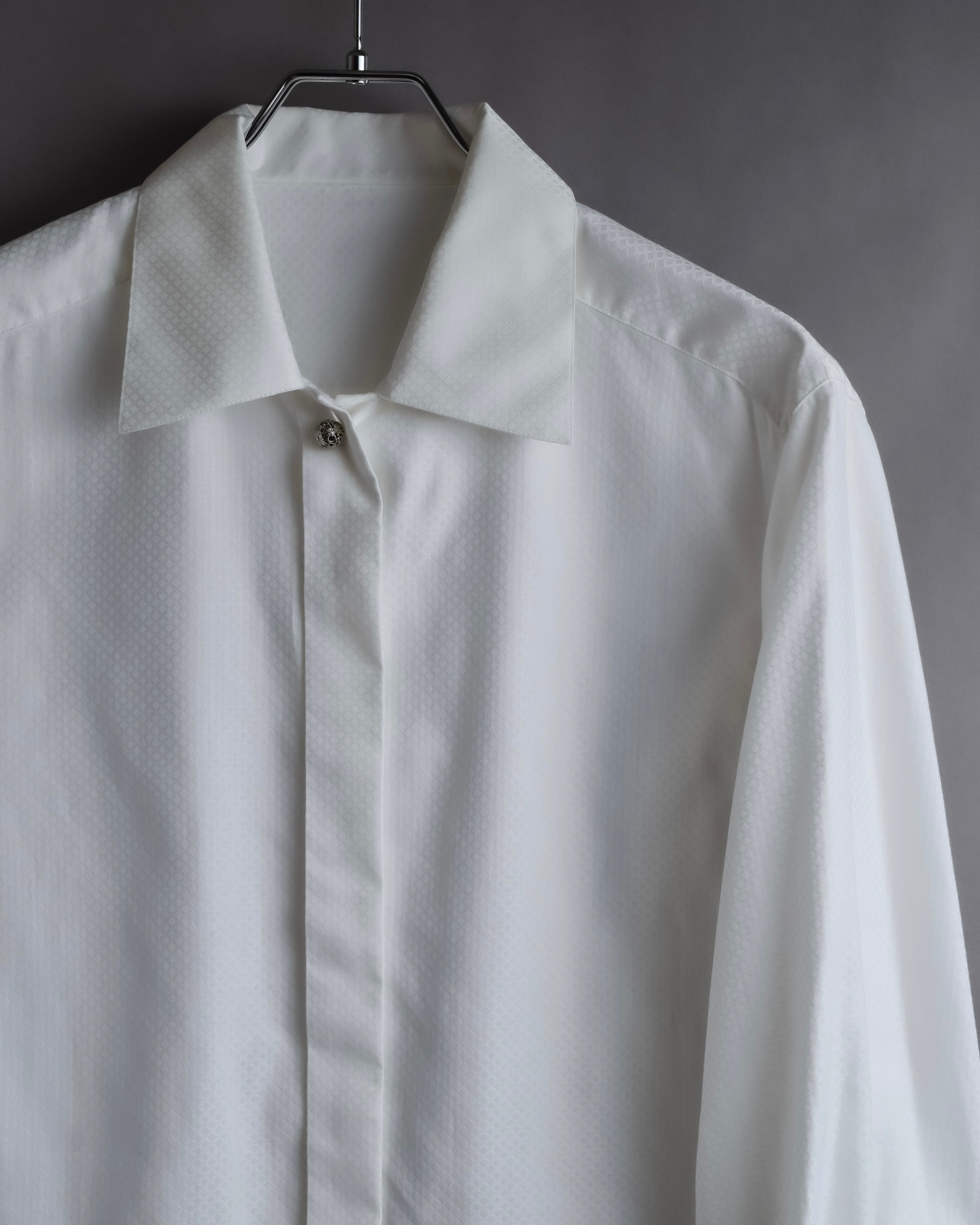 "Christian Dior" Diamond pattern woven metal button shirt