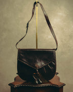“Yves Saint Laurent” 70’s-80’s Perforated logo leather tassel shoulder bag