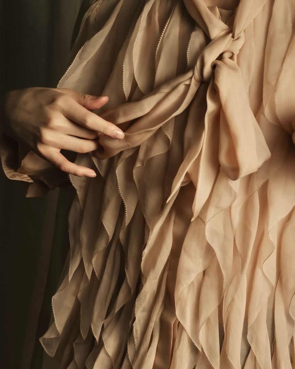 "VALENTINO" Ruffle detail sheer bowtie blouse