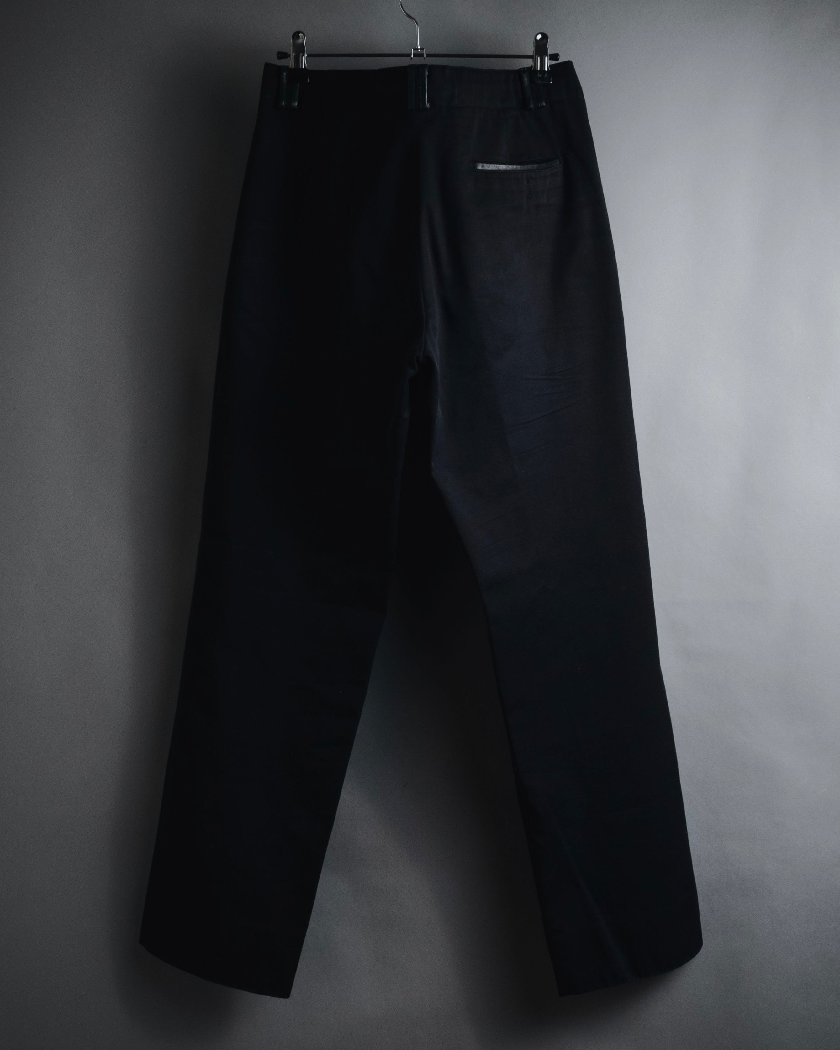 "HERMES" 00’s high density cotton twill lamb leather accents pants