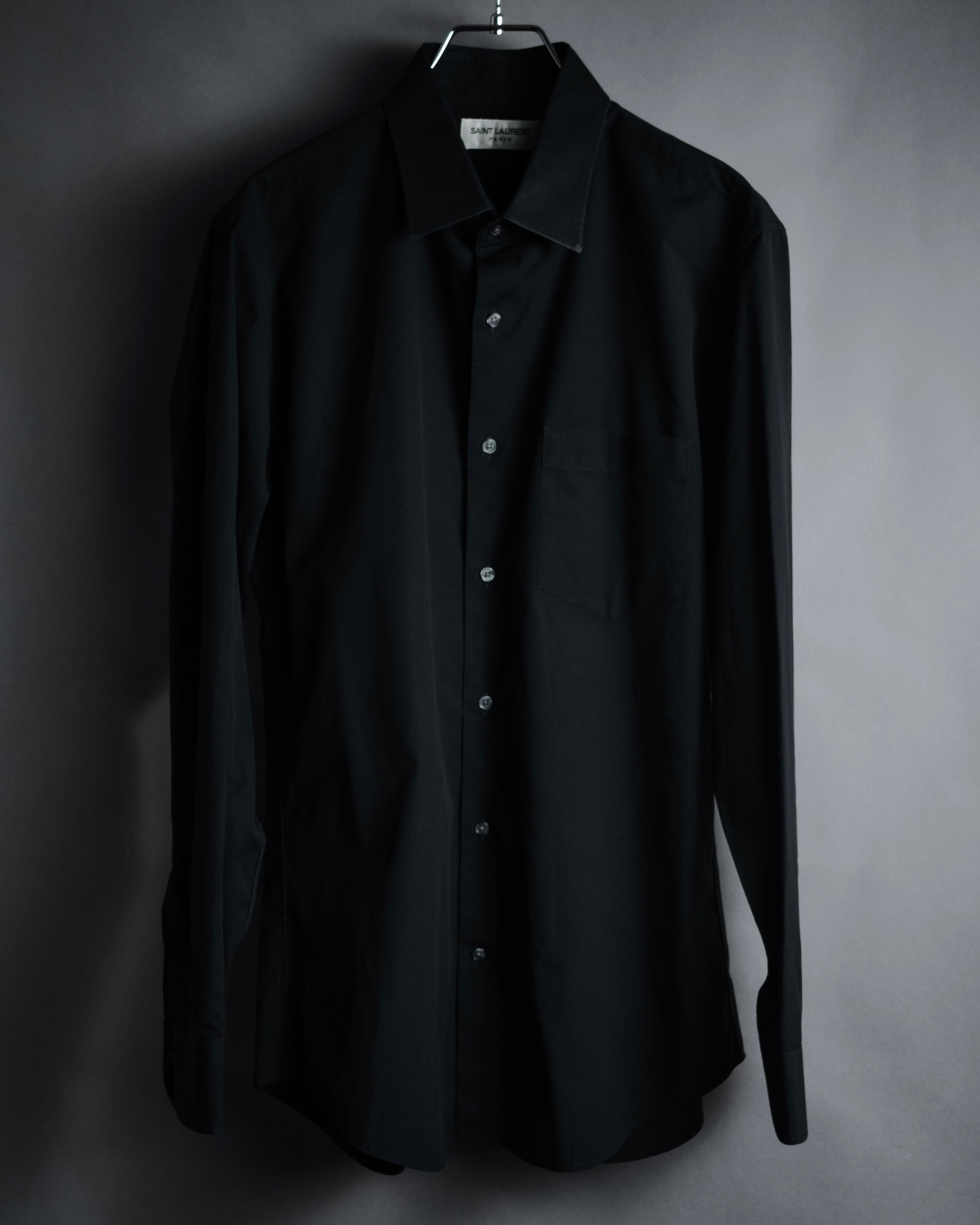 "SAINT LAURENT" 2017 season minimalist black dress shirt