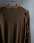 "HERMES" Gaultier period H logo engraved V-neck knit