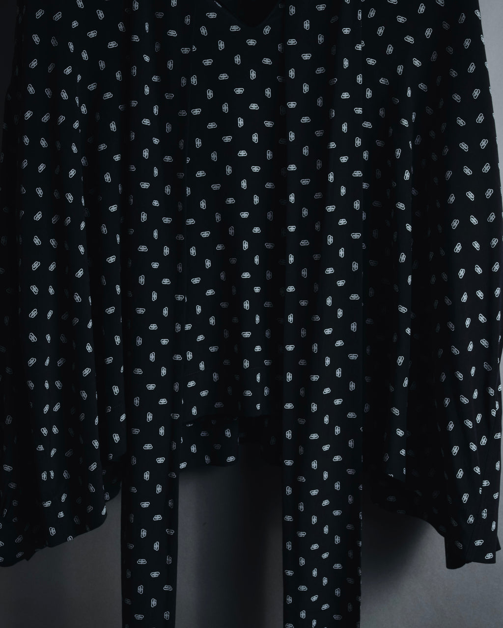 "BALENCIAGA" All-over Logo Bow-Tie Blouse