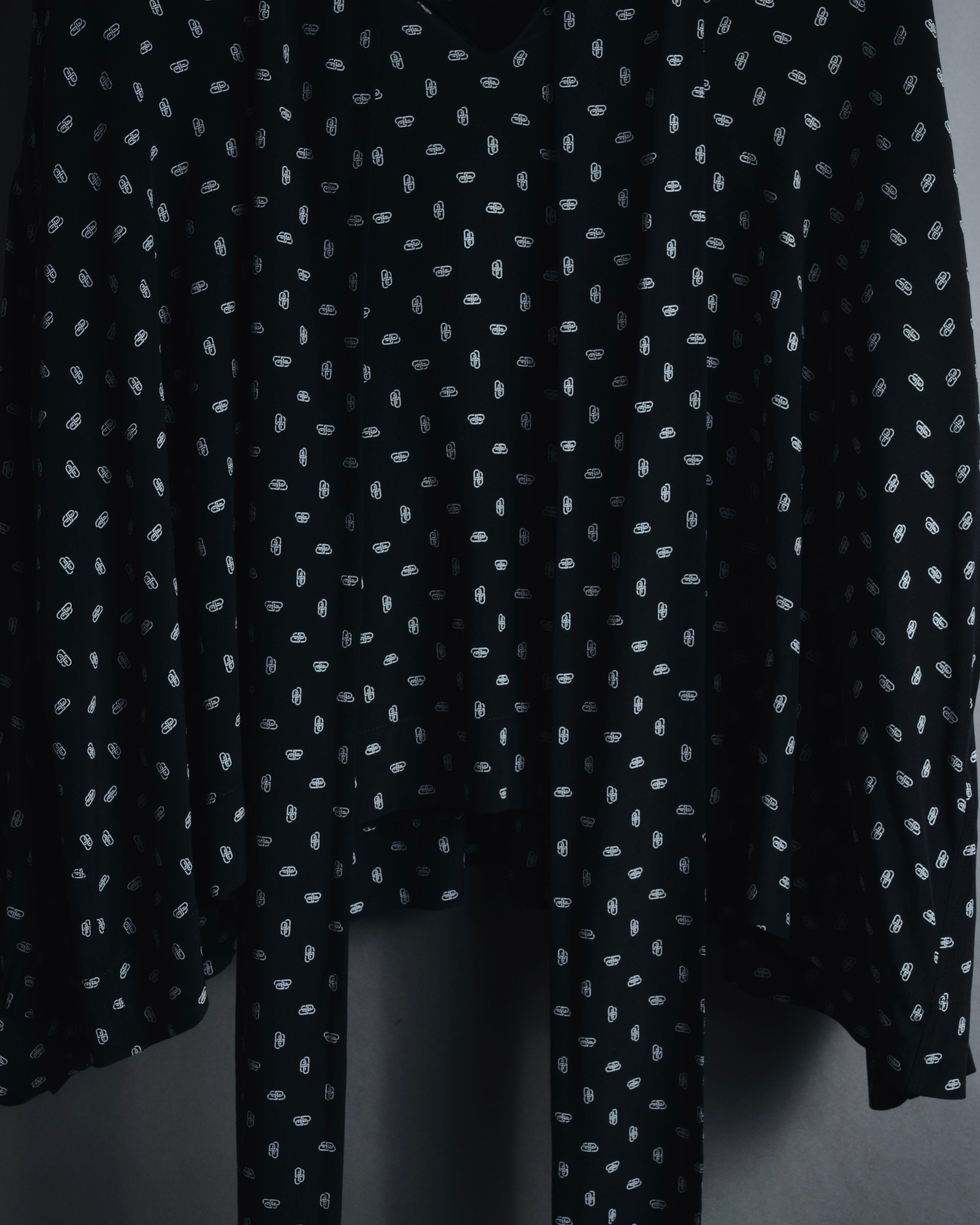 "BALENCIAGA" All-over Logo Bow-Tie Blouse