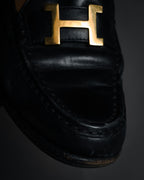 "HERMES" 90’s-00’s box calf H buckle loafers