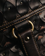 -SPECIAL- “Salvatore Ferragamo” 00’s-10’s Leather scale appliqué gancini shoulder bag