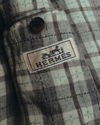 -SPECIAL- "Hermès" 10's Textured linen blend check blazer