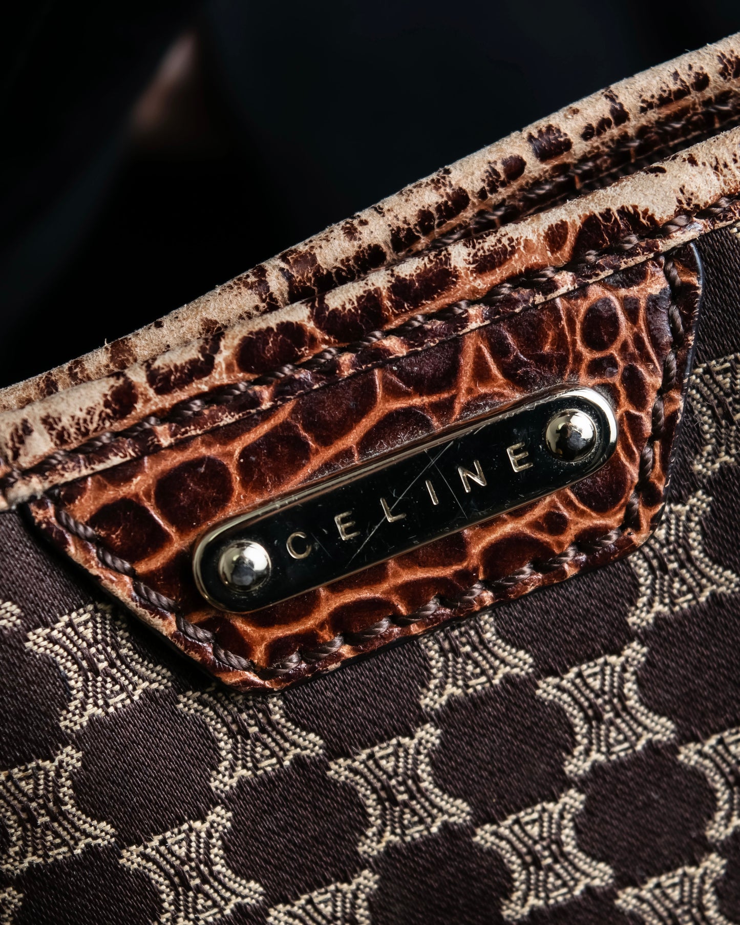 "CELINE" Macadam pattern crocodile switching one handle bag