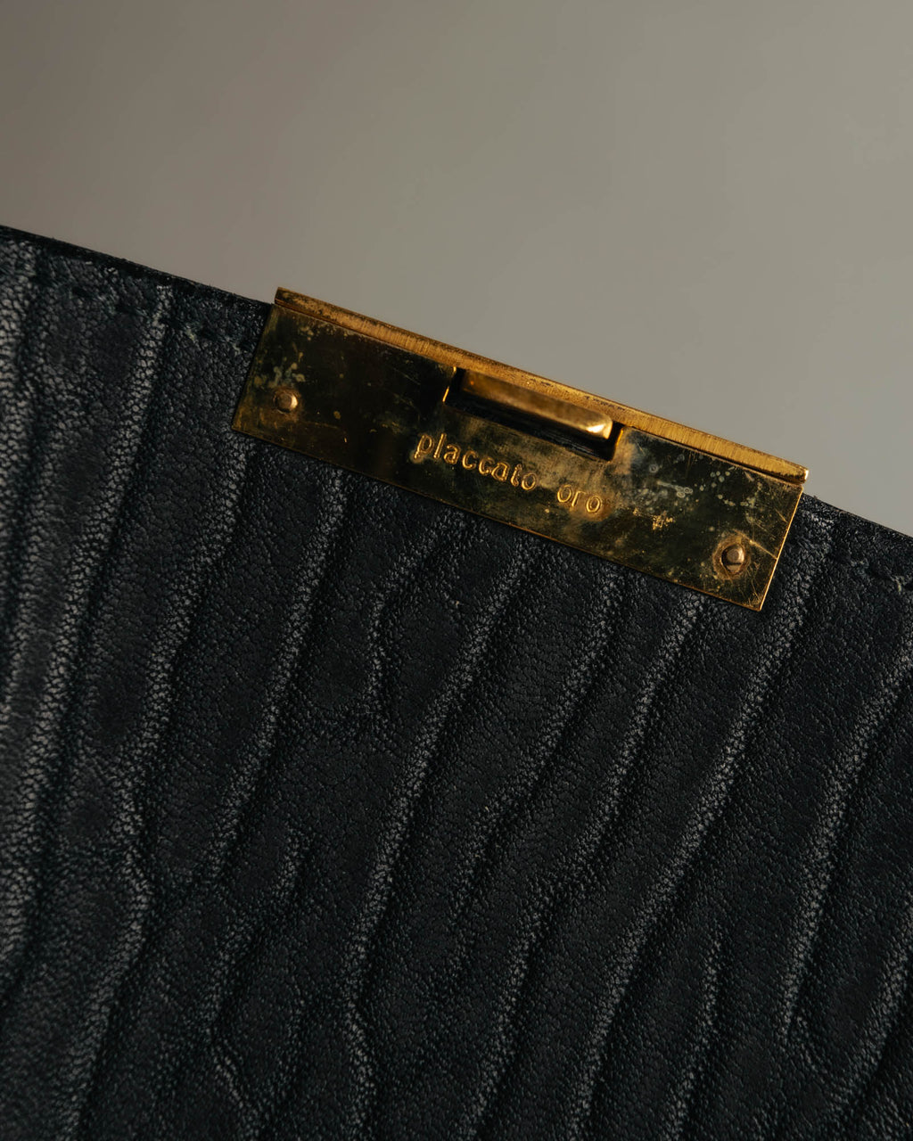 "Valextra" 80's-90's embossed leather document portfolio clutch
