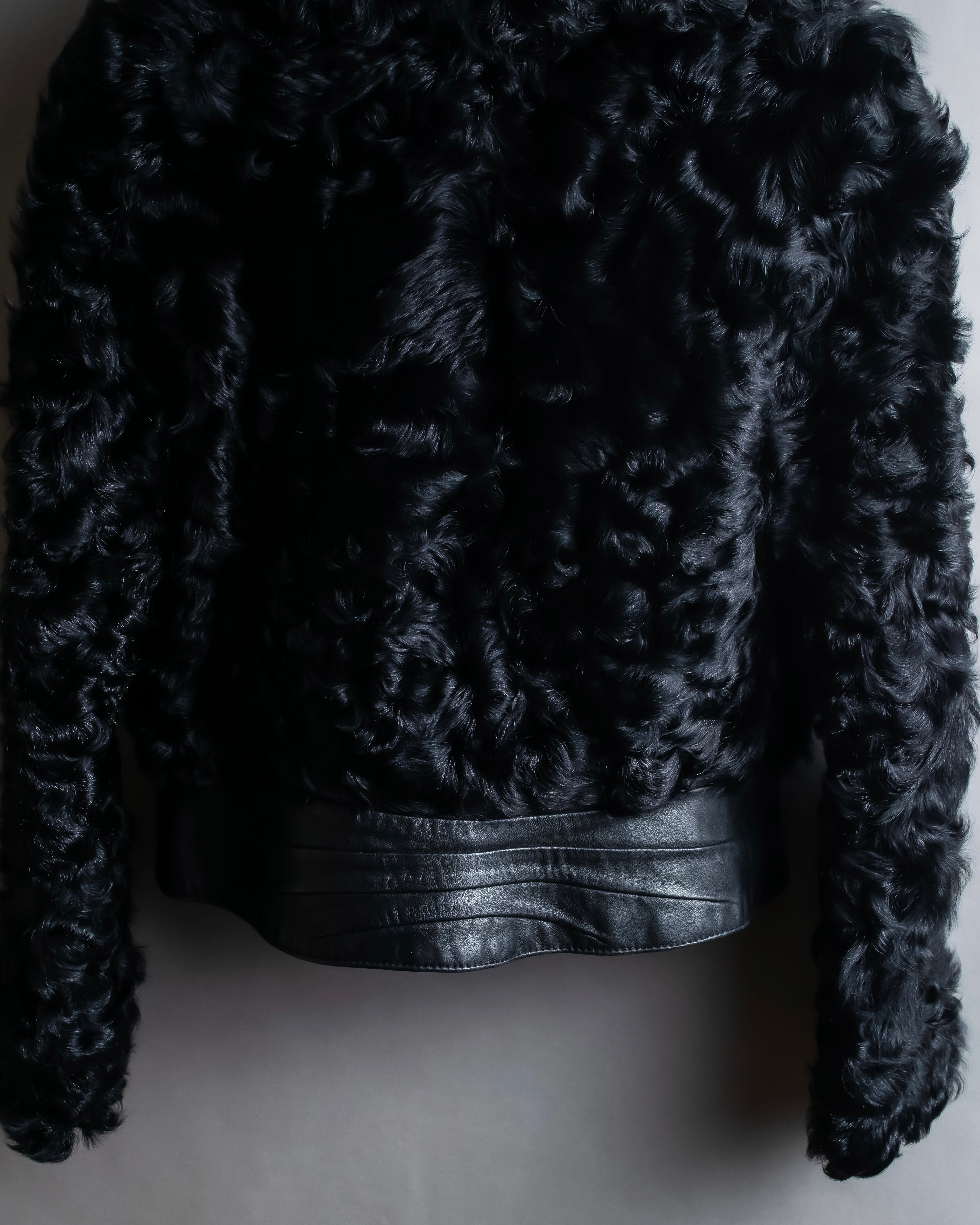 "HERMITAGE" Box silhouette double zipper fur blouson
