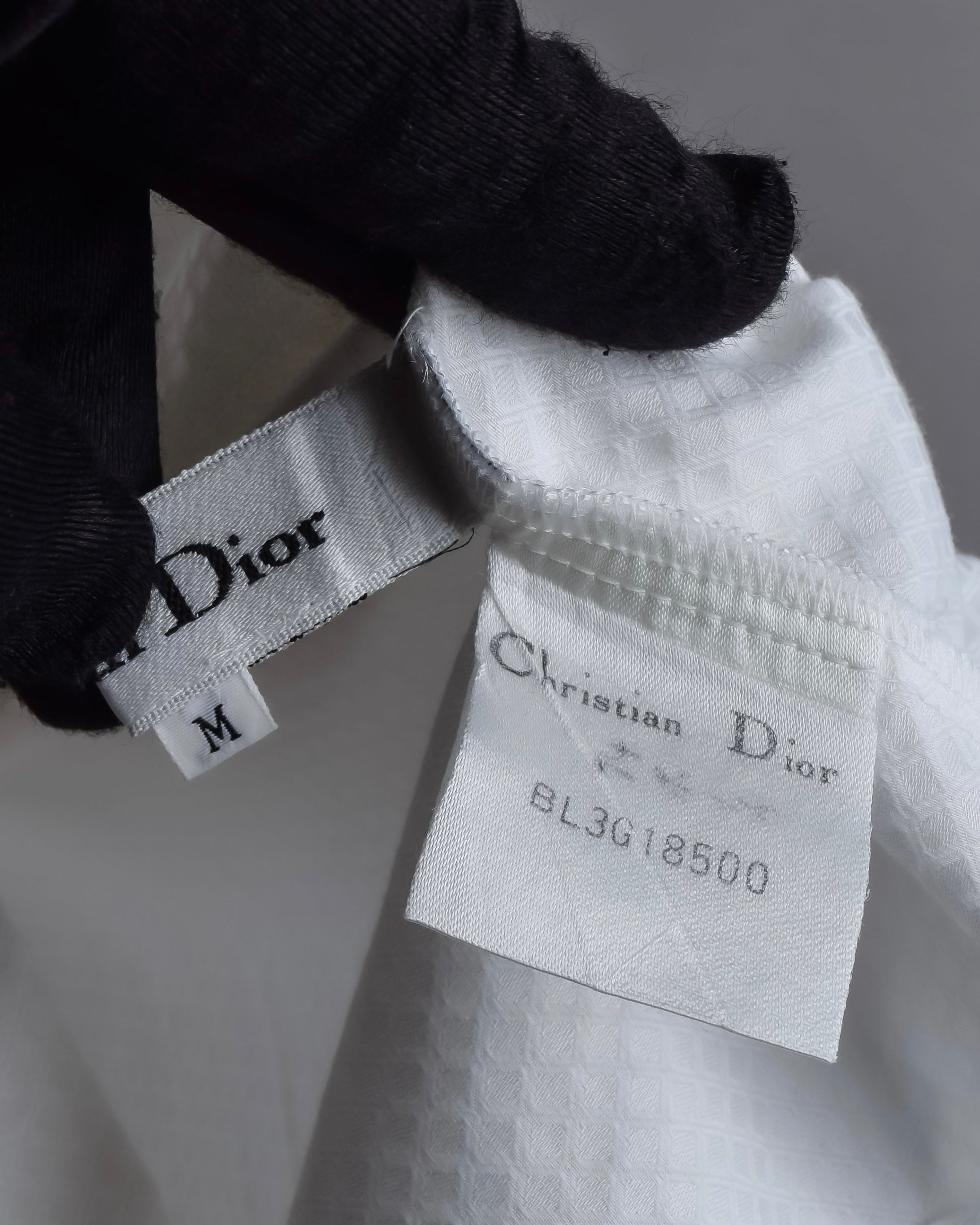 "Christian Dior" Diamond pattern woven metal button shirt