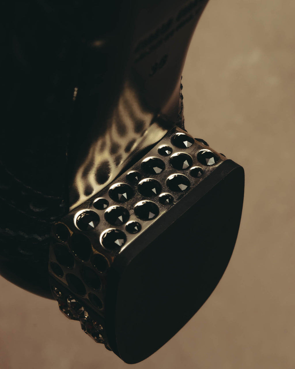 -SPECIAL- “Miu Miu” 2010’s Crystal embellished heel patent leather brogue shoes
