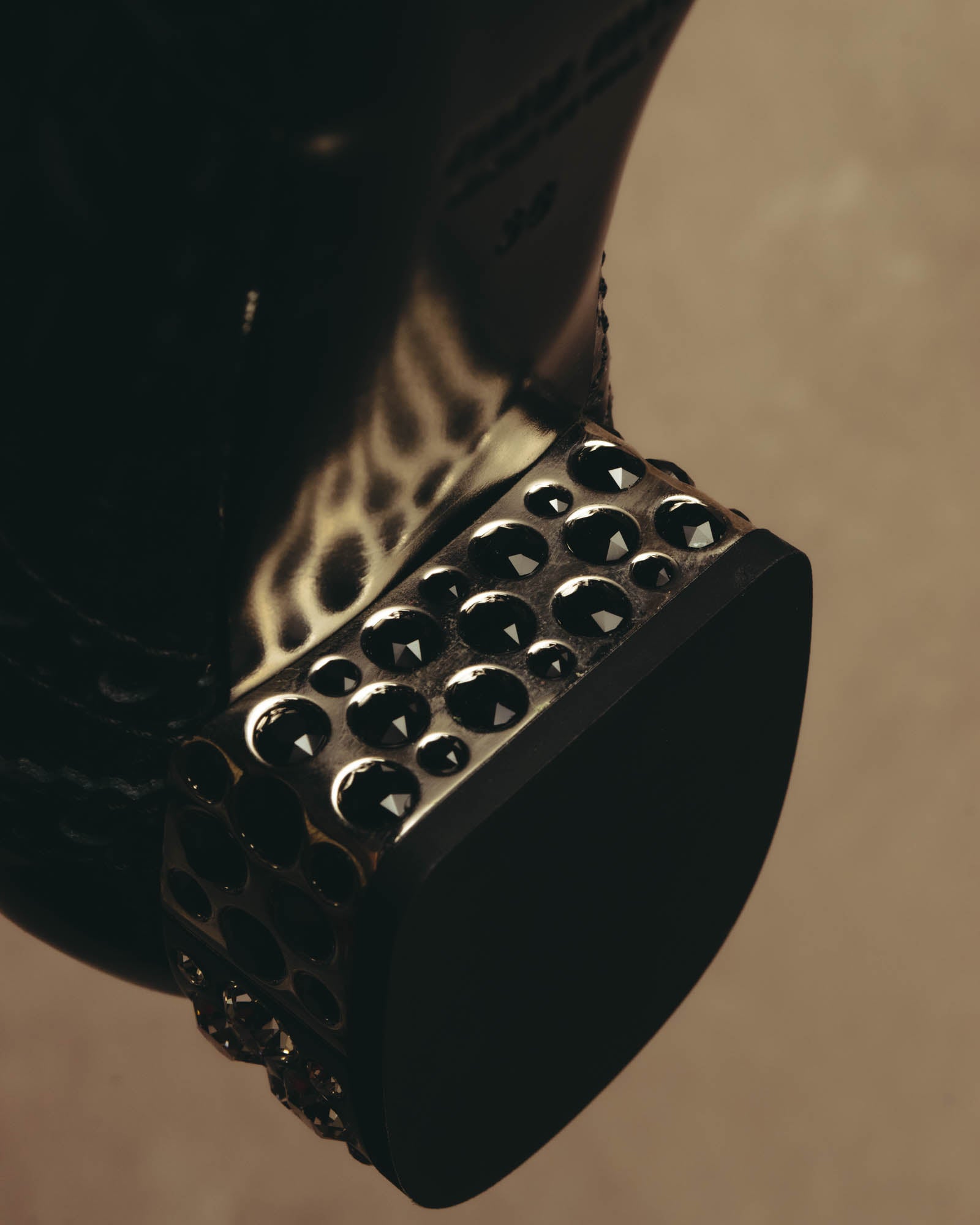 -SPECIAL- “Miu Miu” 2010’s Crystal embellished heel patent leather brogue shoes
