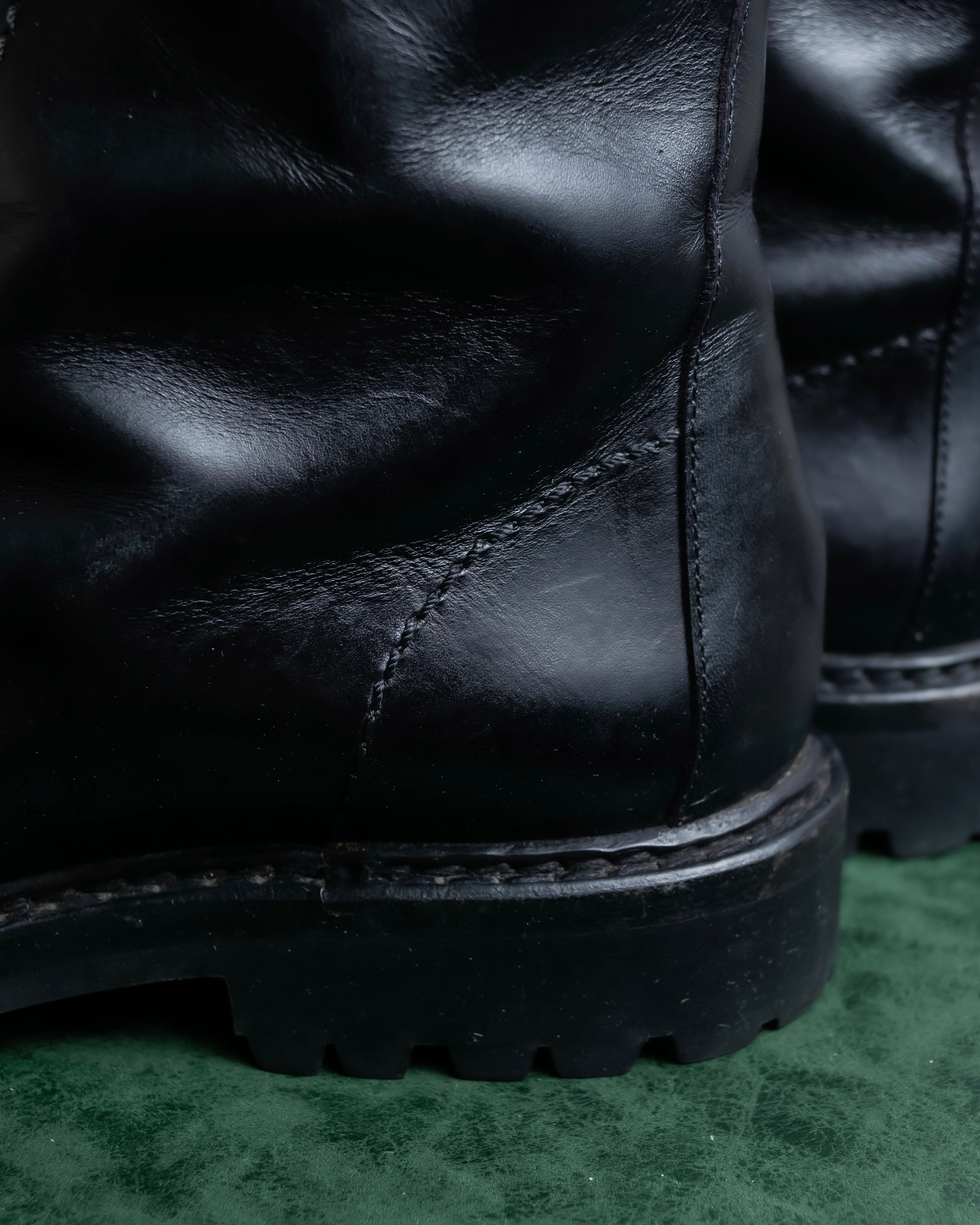 "GUCCI" Front zip design lace-up leather uncle boots