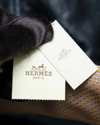 “HERMES” Double line patterned silk tie