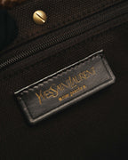 -SPECIAL- "Yves Saint Laurent" 00's Luxurious shearling double buckle messenger bag