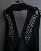 "LOUIS VUITTON" Leather tape cross knit detail vest