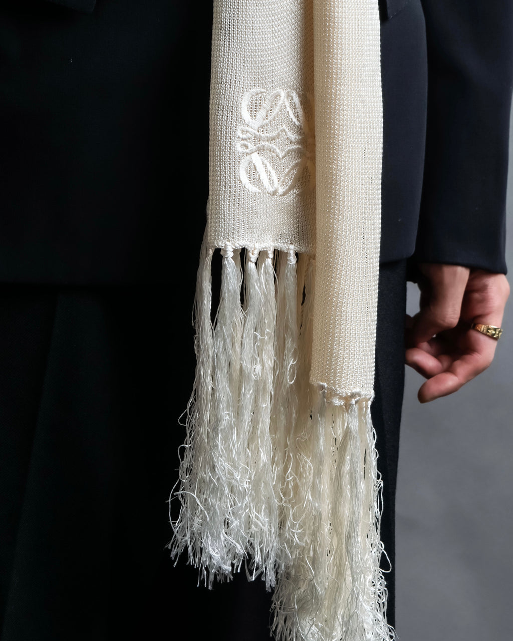 "LOEWE" Shiny silk anagram logo stole