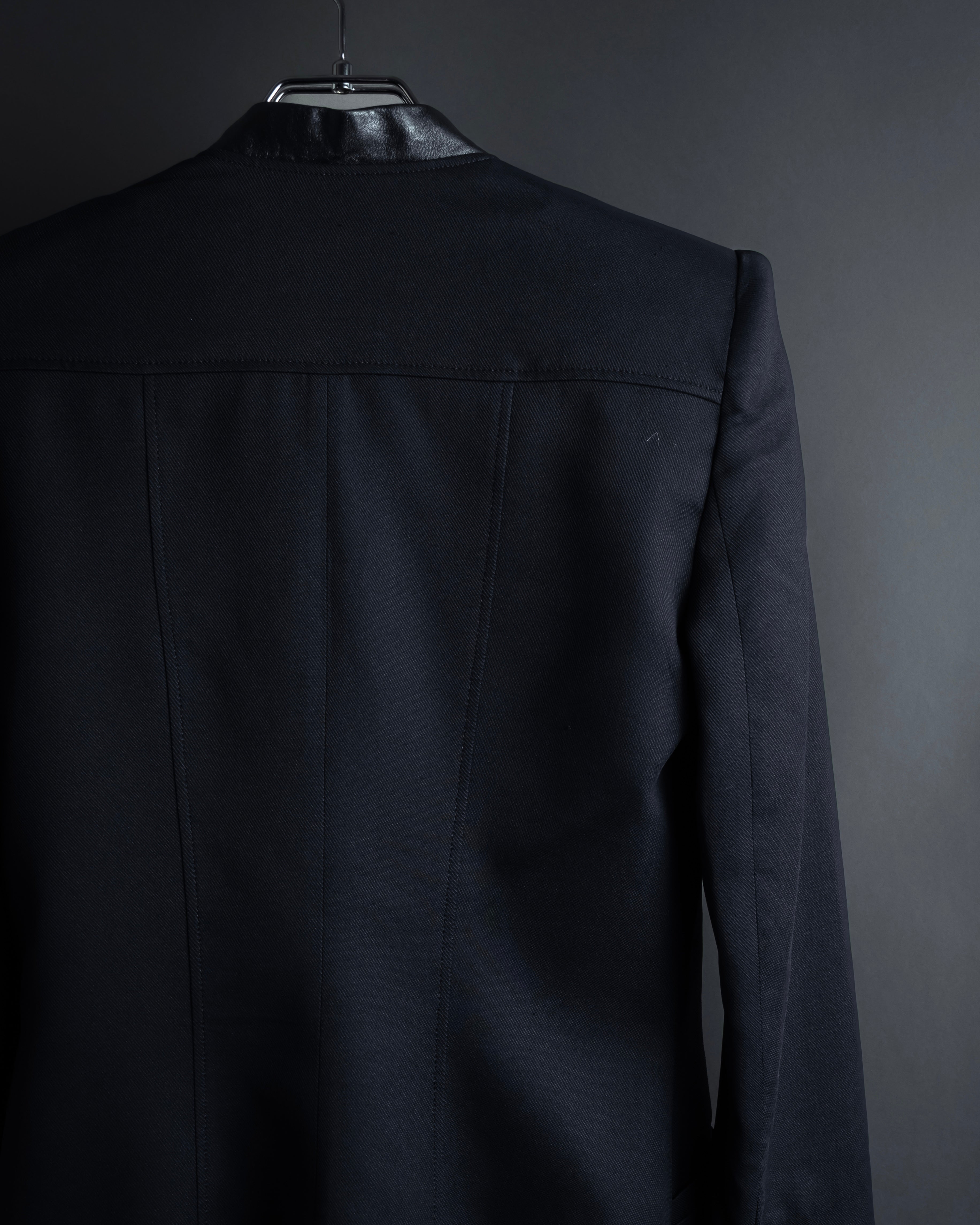 "HELMUT LANG" Leather lapel design, glossy jacket