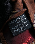 "GIORGIO ARMANI" Double line stripe pattern silk necktie