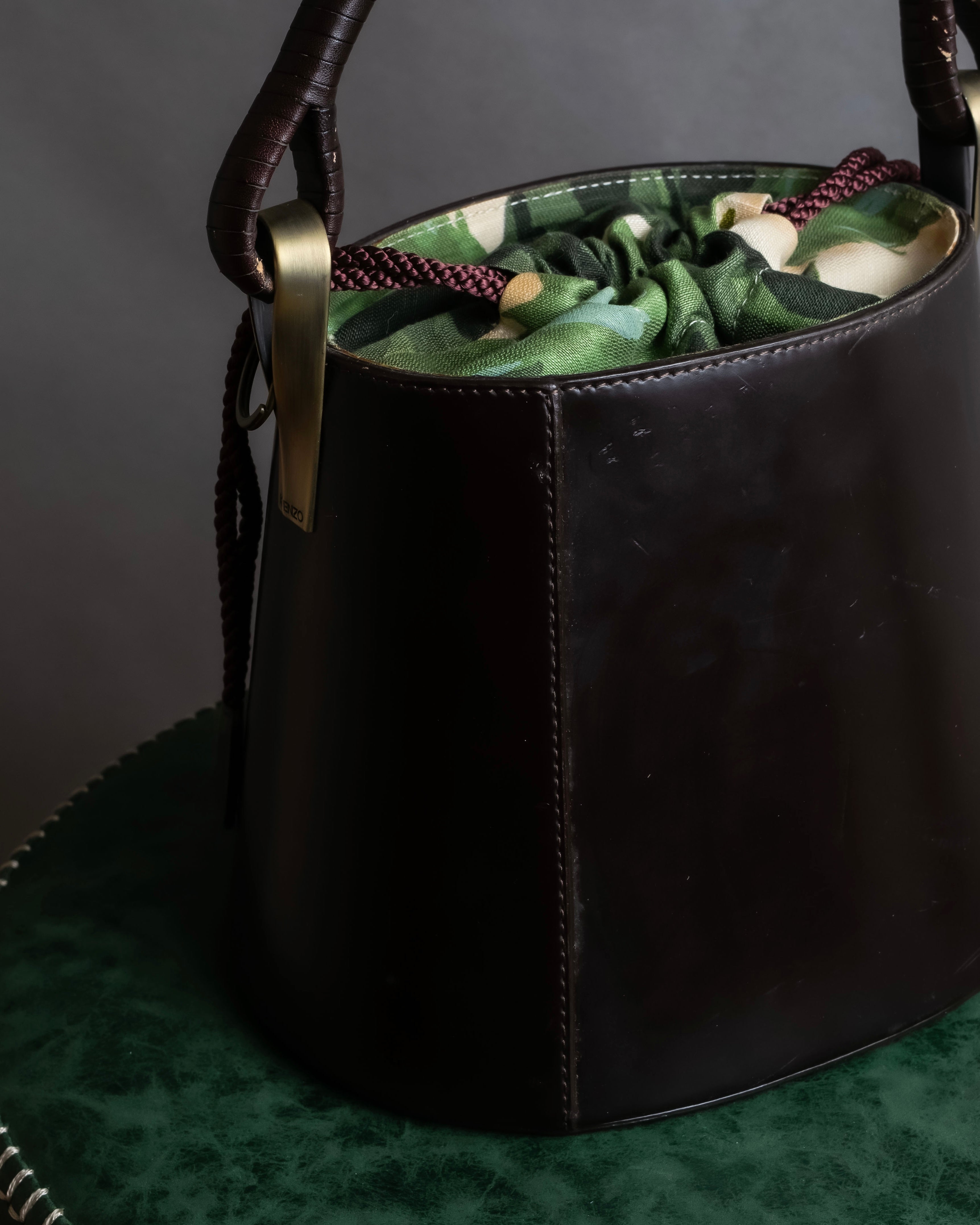 "KENZO" Camouflage design drawstring leather bag