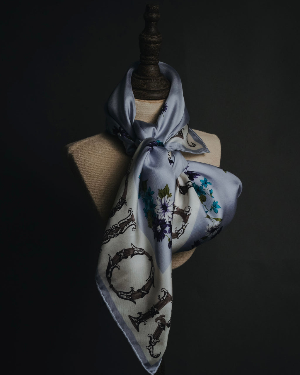 "Christian Dior" 80’s-90’s botanical dior typography silk scarf