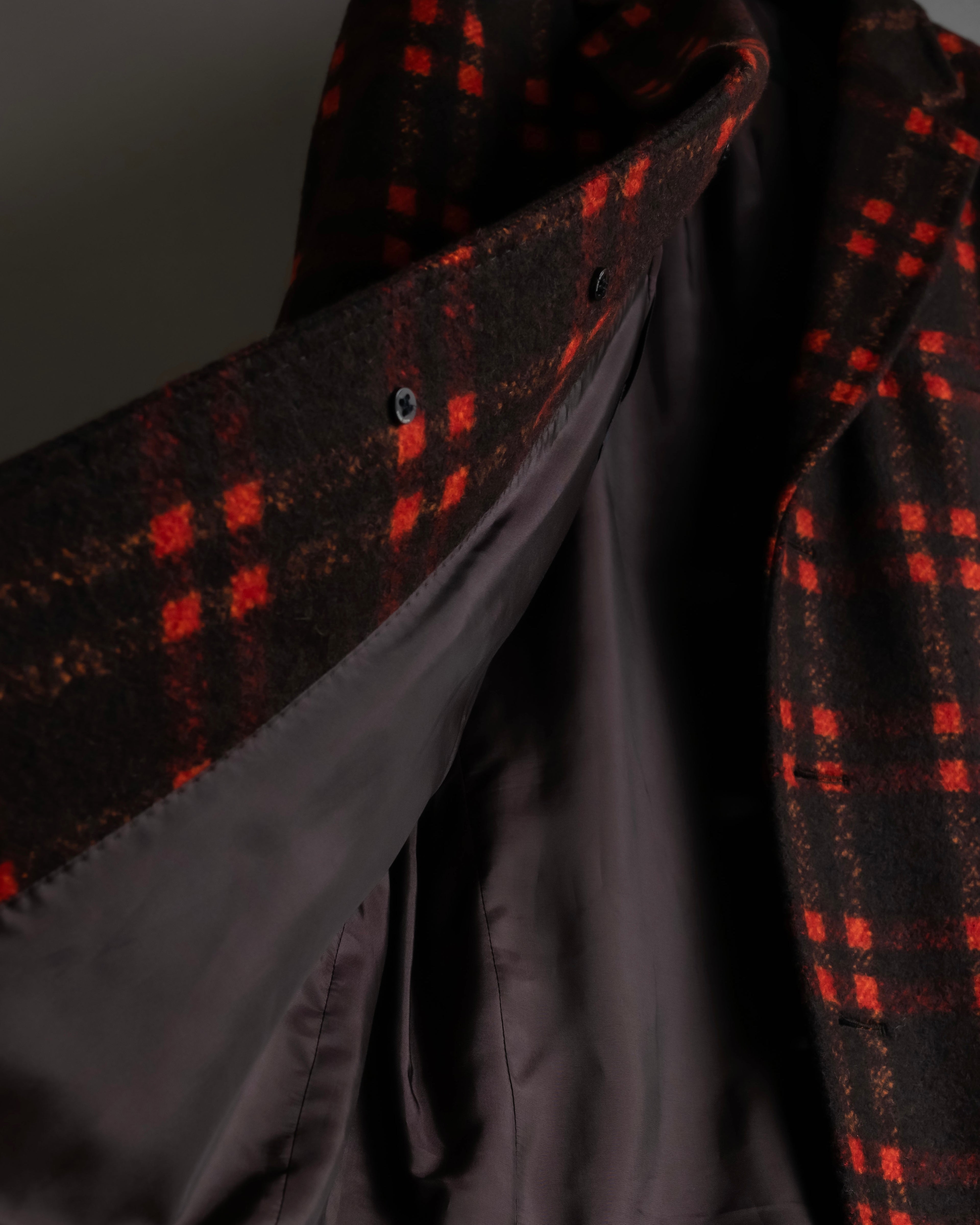 "HUGO BOSS" Plaid brushed wool tailored coat