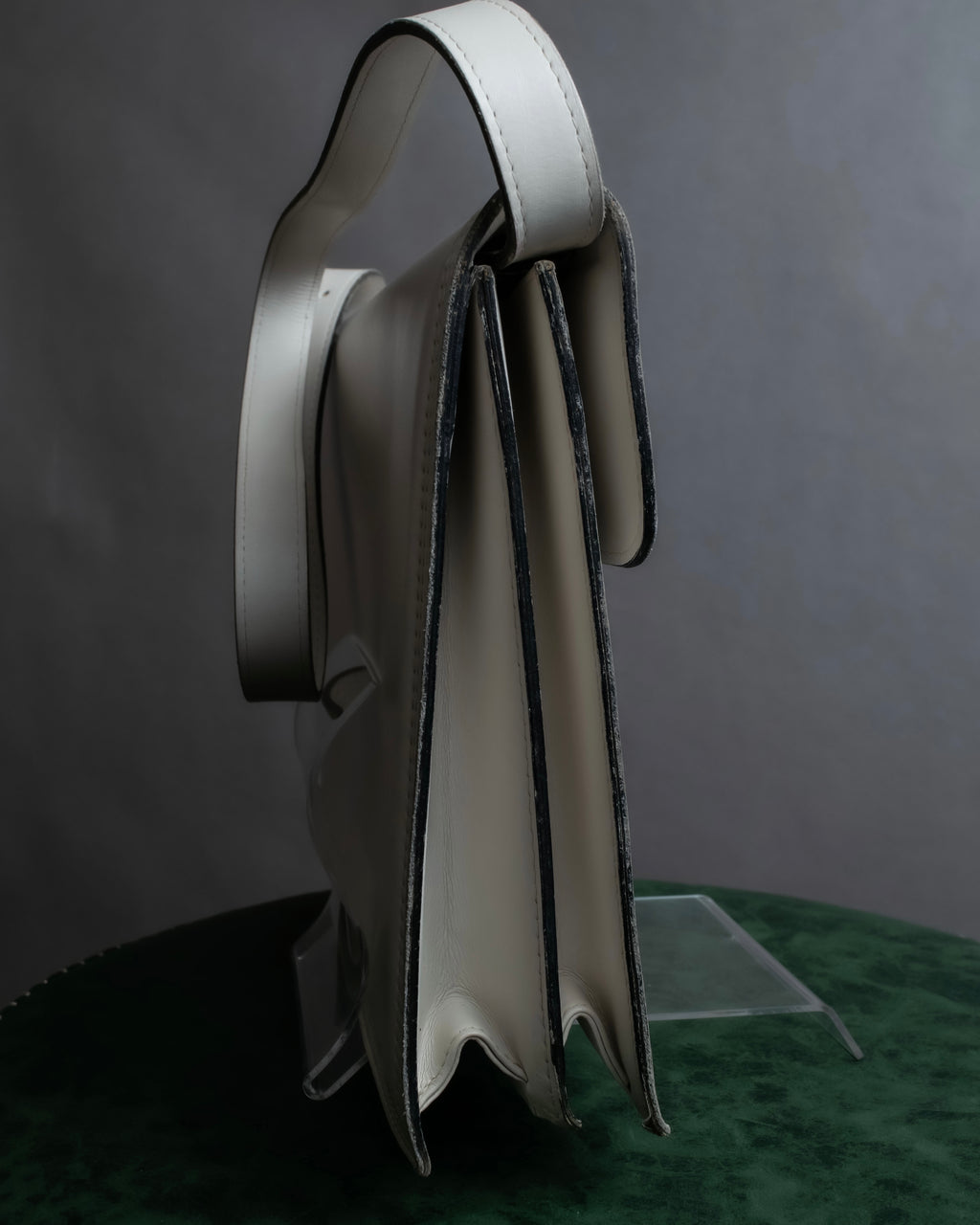 "YVES SAINT LAURENT" Large tab detail white leather shoulder bag