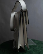 "YVES SAINT LAURENT" Large tab detail white leather shoulder bag