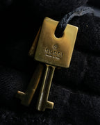 "GUCCI" Double flap design grained leather one-handle bag