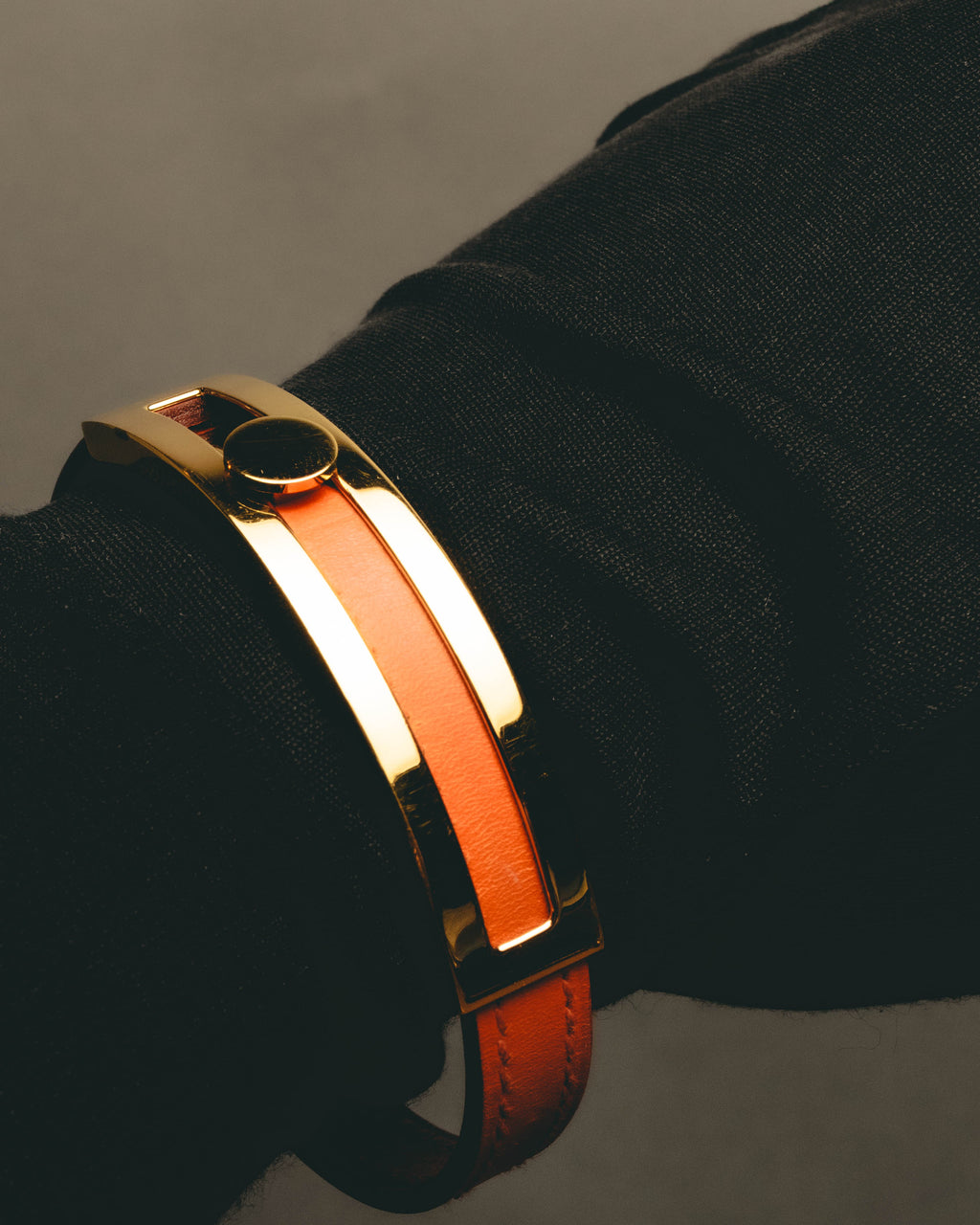 "Hermès" 00's Vibrant orange leather bracelet