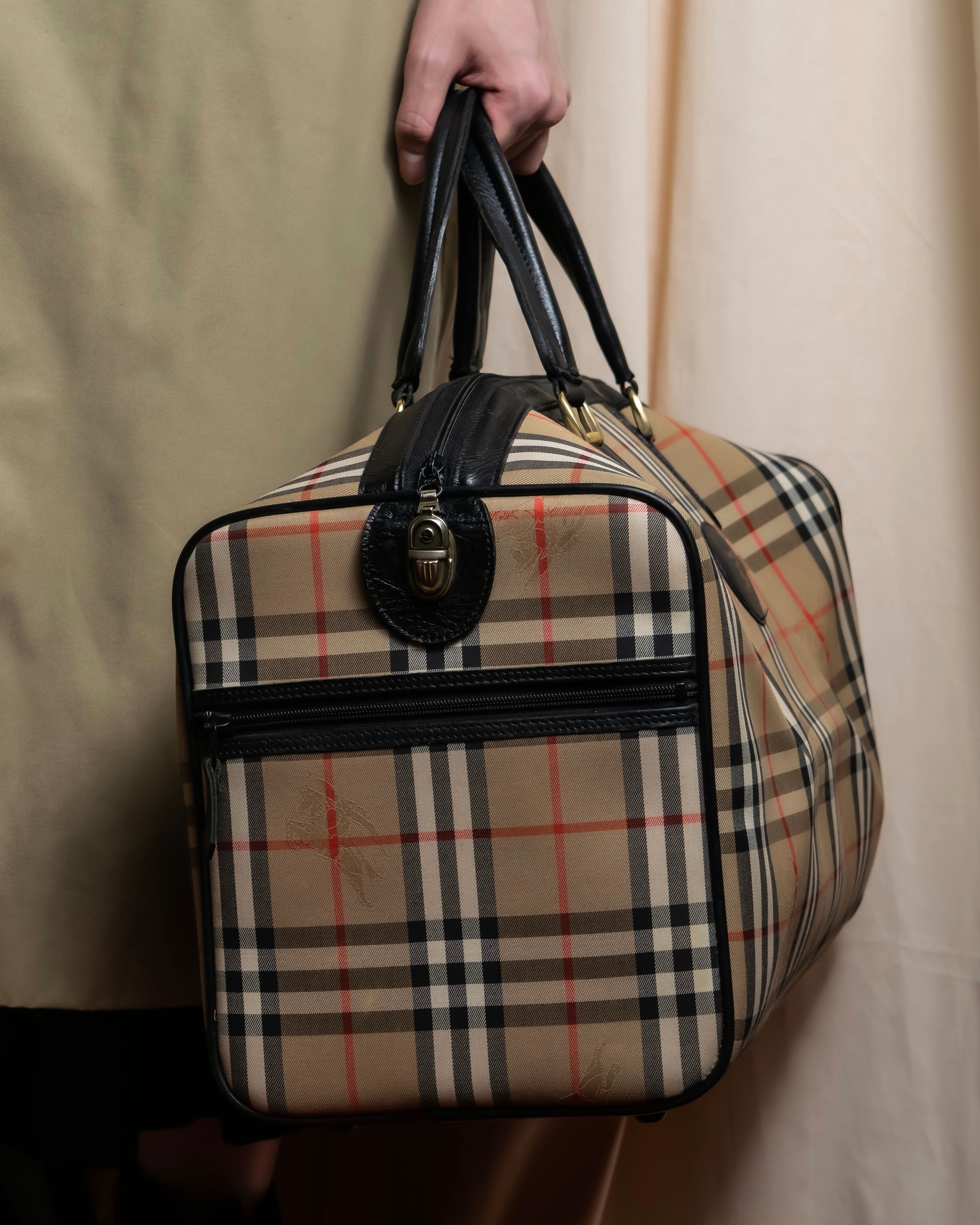 "BURBERRYS" Nova check canvas boston bag