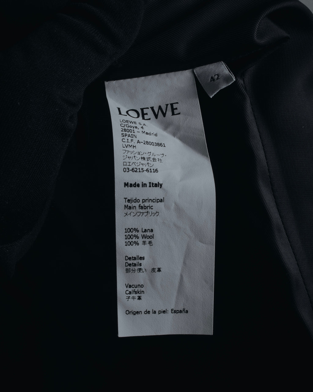 –SPECIALS– "LOEWE" 2017-2018 Minimal a-line calfskin piping coat