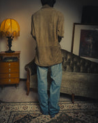 -SPECIAL- “LOEWE” 70’s-80’s Perforated trim suede long jacket
