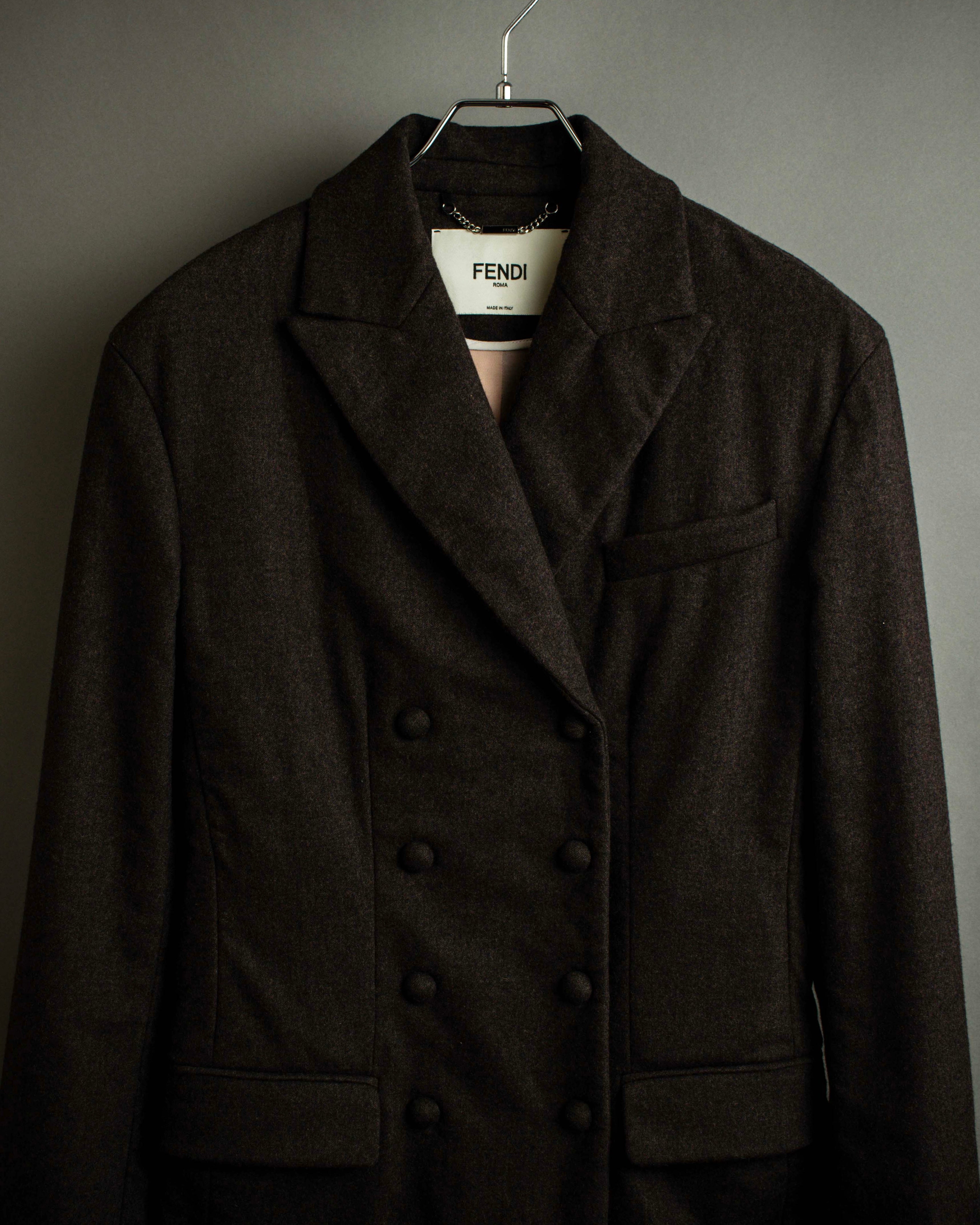 "FENDI" Double-breasted heavy duty wool flannel jacket