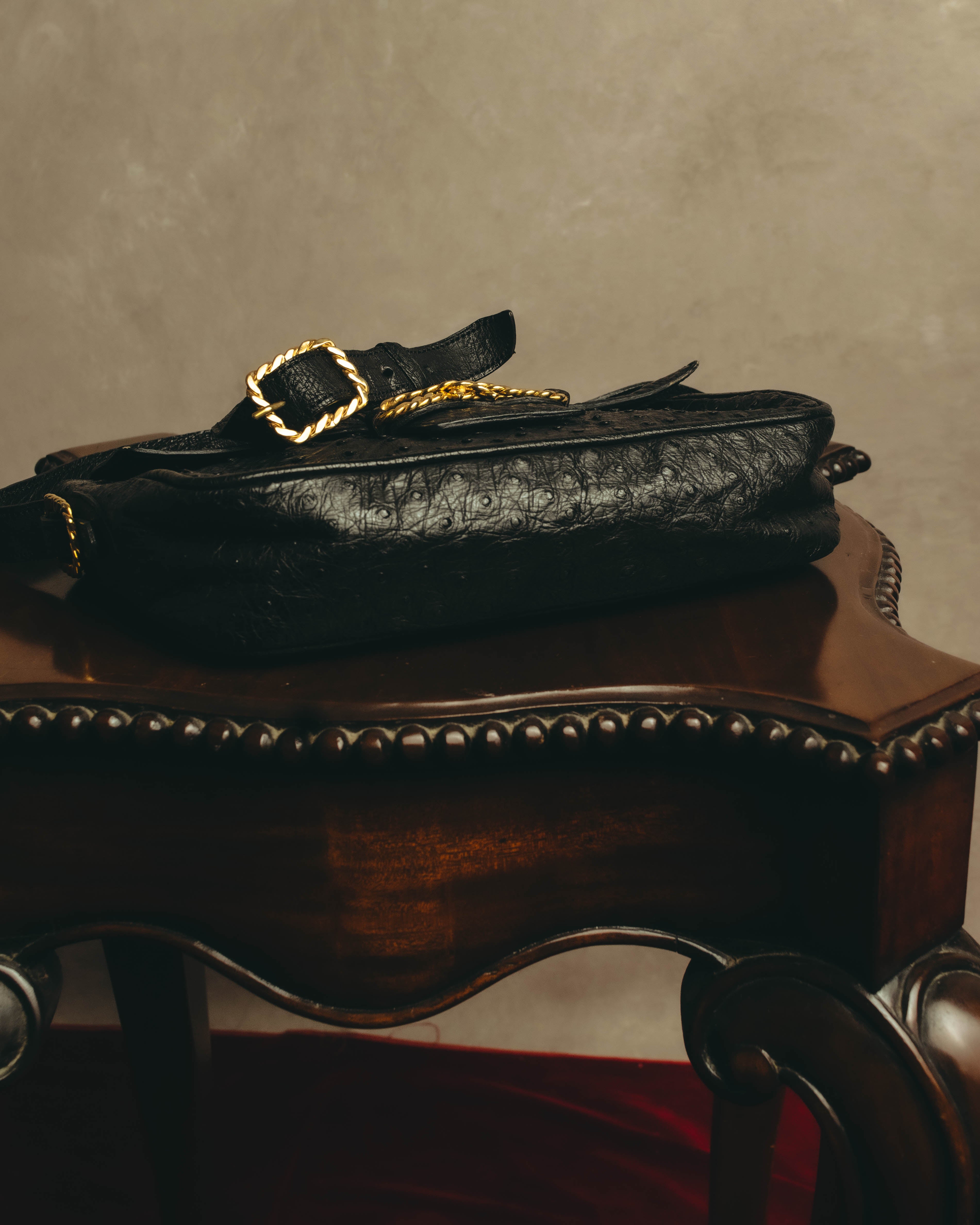 -SPECIAL- “CELINE“ 00’s-10’s Ostrich embossed leather shoulder bag