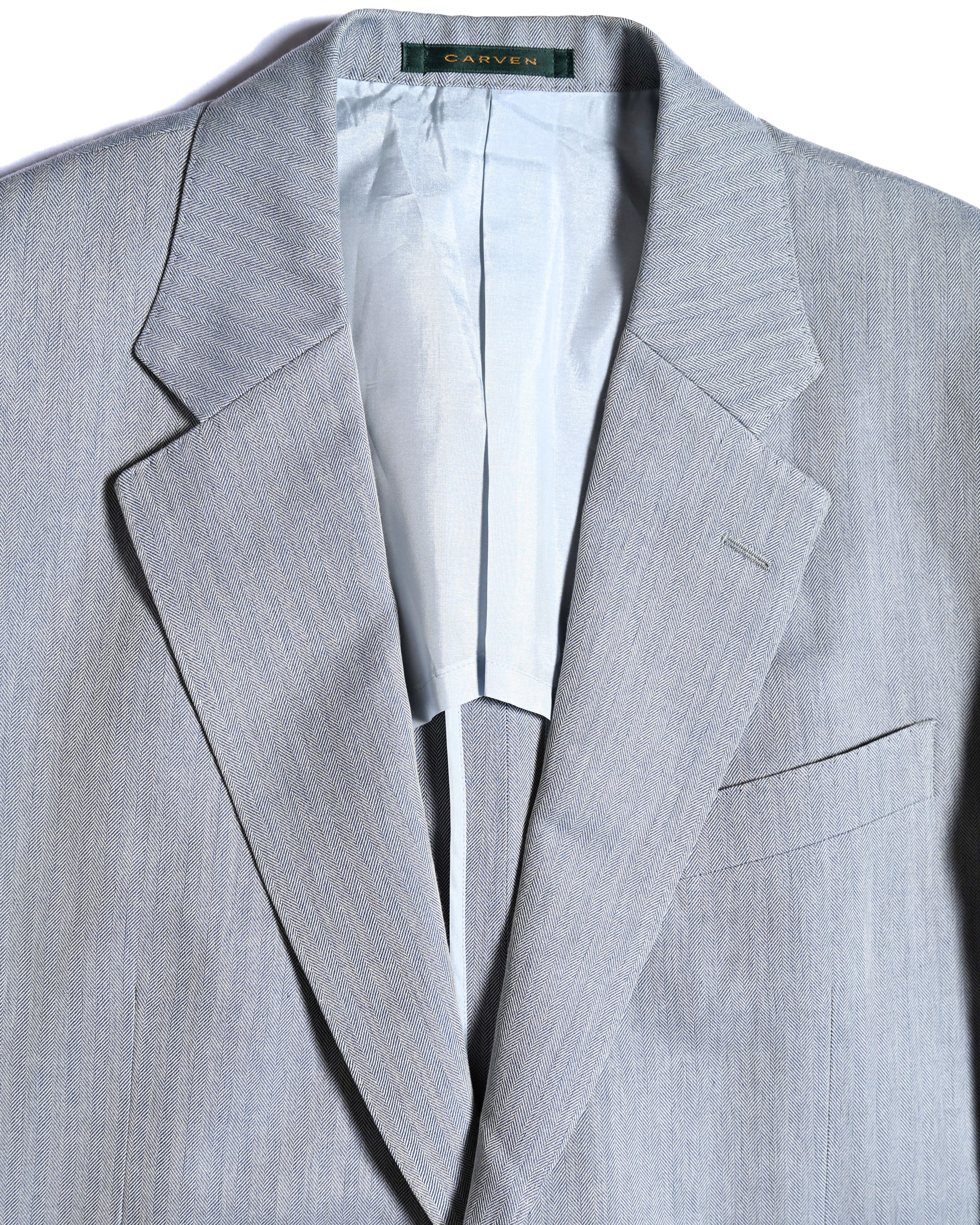 Carven/ Single Breasted 2B Herringbone Oversized Tailored Jacket Gray