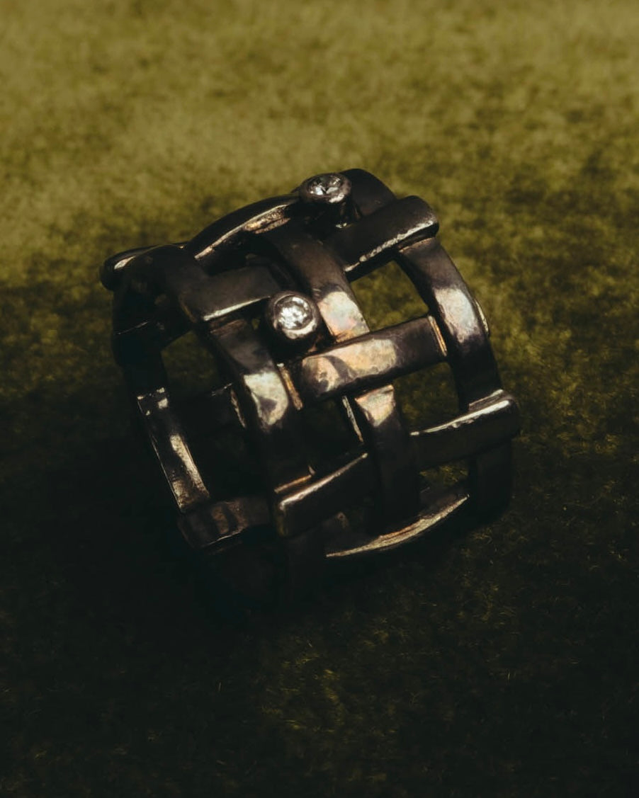 "Jean Paul Gaultier" 90's-00's Sculptural lattice silver ring