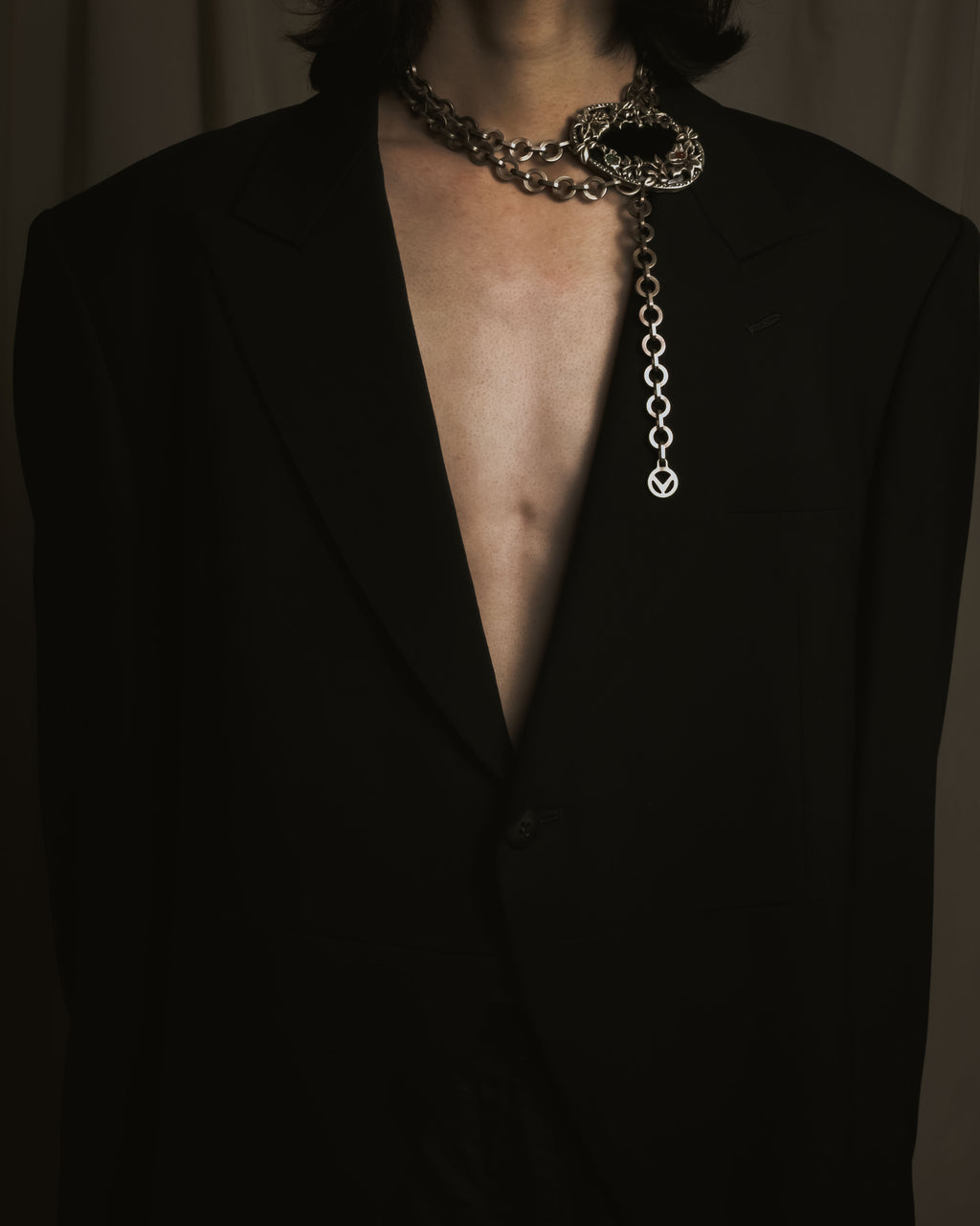"VALENTINO GARAVANI" 2010’s dark romantic statement necklace＆belt